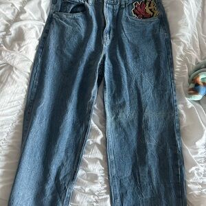 Men's Blue Jeans with Embroidered Detail
